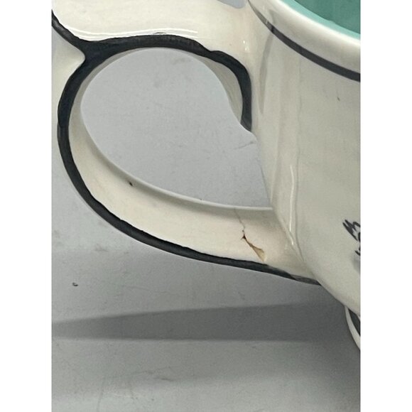 Katie mandy mug cup white blue dots stripes 3.5x5.5" READ - Picture 13 of 16